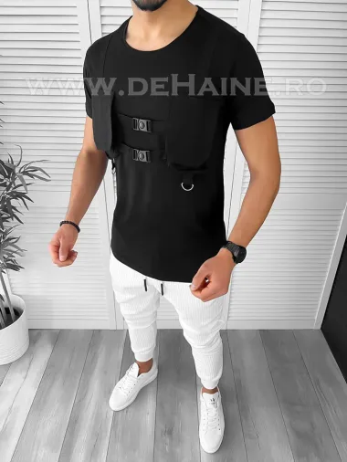 Tricou barbati slim fit negru B8519 P20-3.2